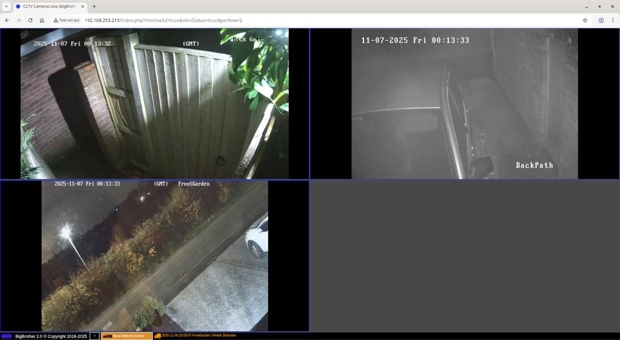 Screenshot of BigBrother camera mirroring in web browser