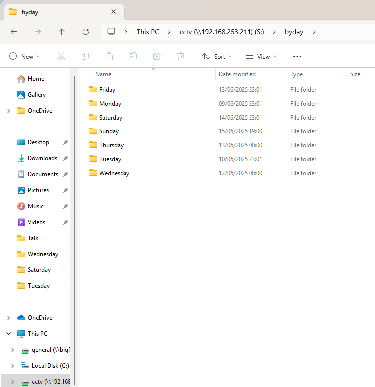 Screenshot of BigBrother recording directory accessed remotely over Samba